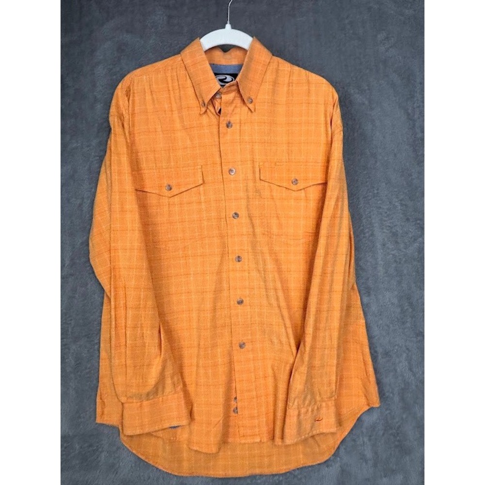 Roper Mens Orange Plaid Long Sleeve Western Button Down Shirt Small 301075570